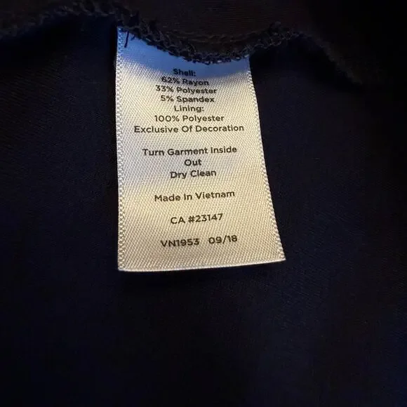 Talbots Ponte Fit & Flare Dress Navy Nautical USA Scarf Detail 8P EUC - Picture 5 of 5